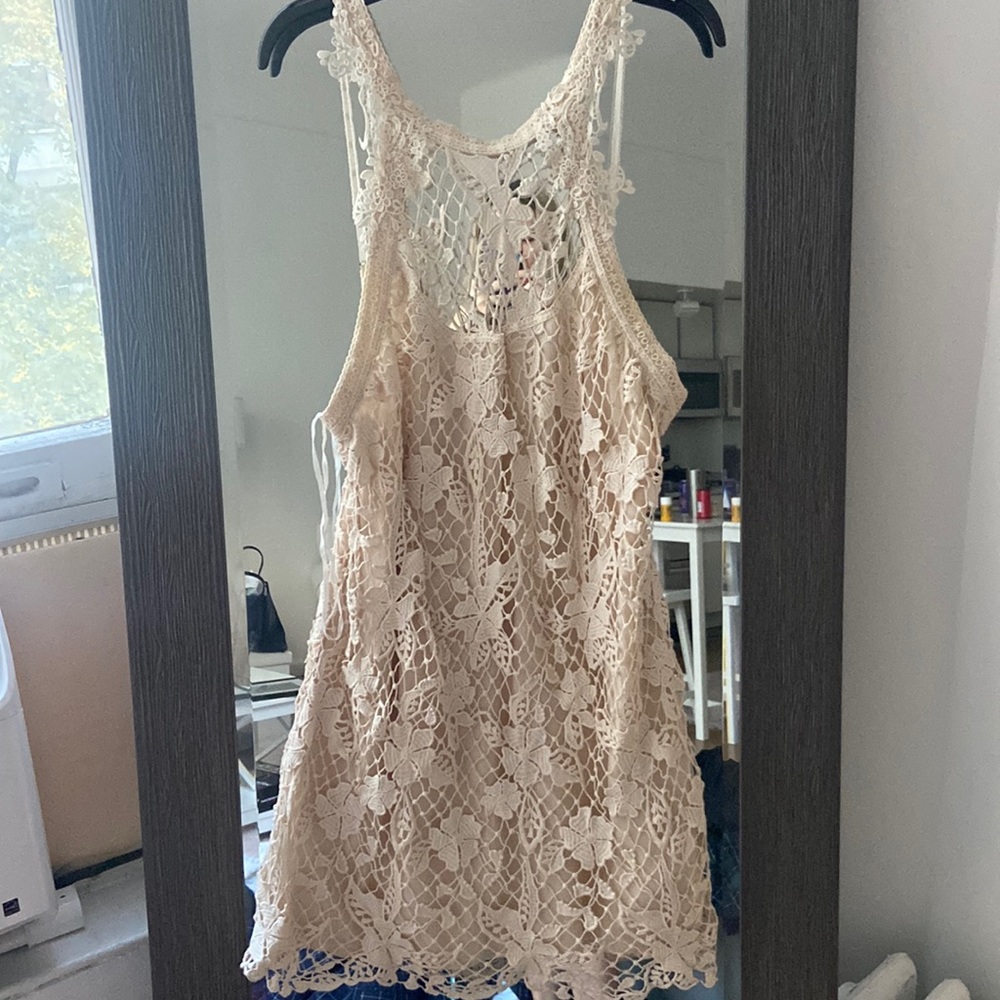 Free People Cream Lace Dress Size L